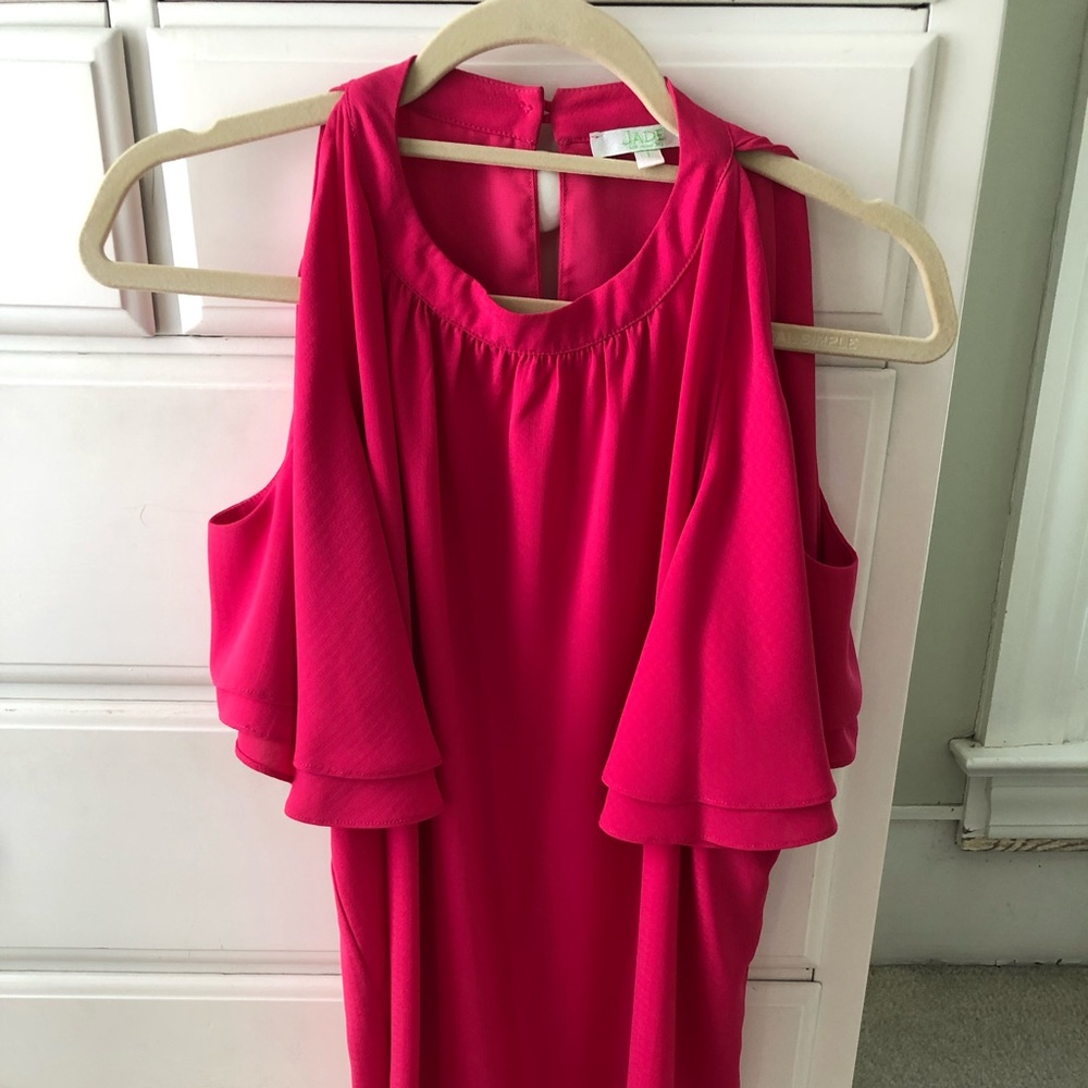 Large pink stylish silky top! Cut out sleeves.